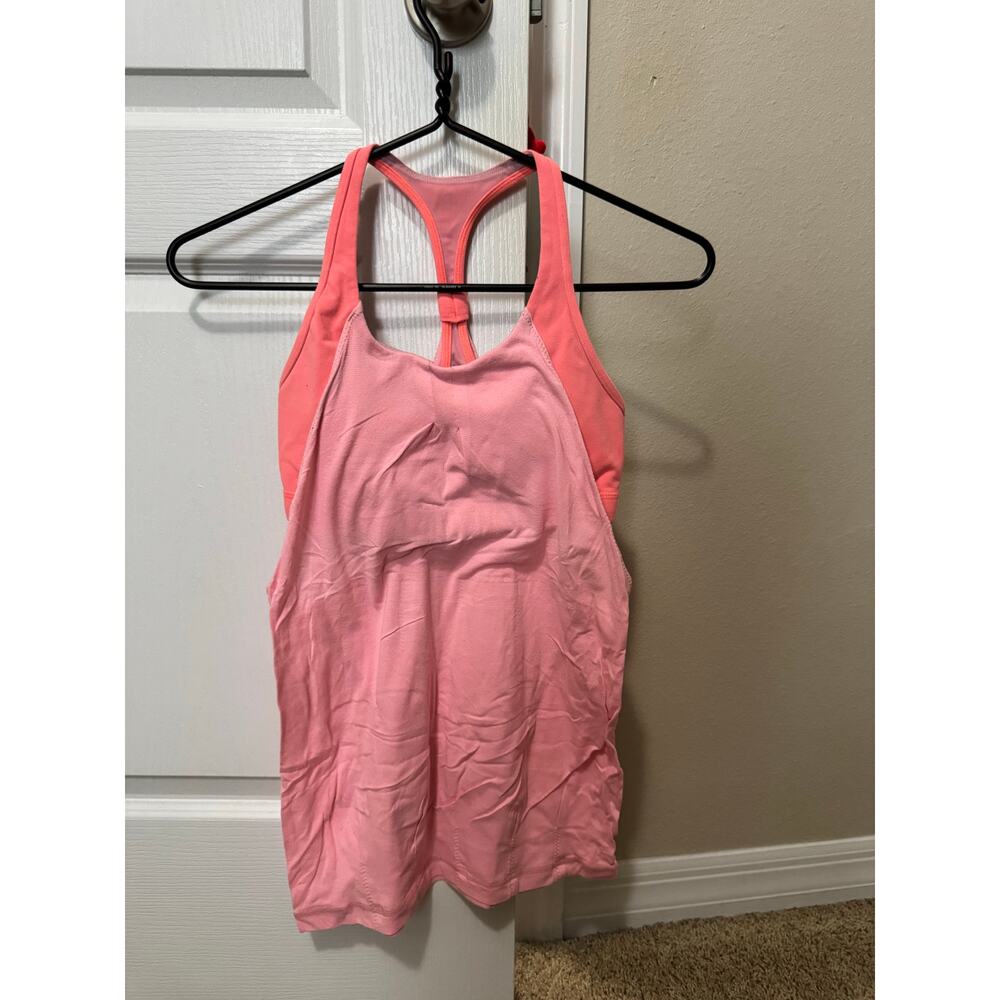Lululemon Pink/ peach Racerback Tank with Built-In Bra | Open Back